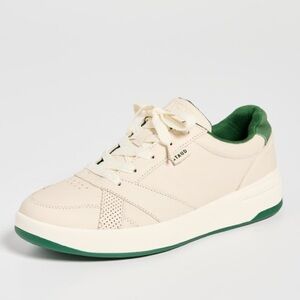 STAUD + Keds The Court leather sneakers in cream and green